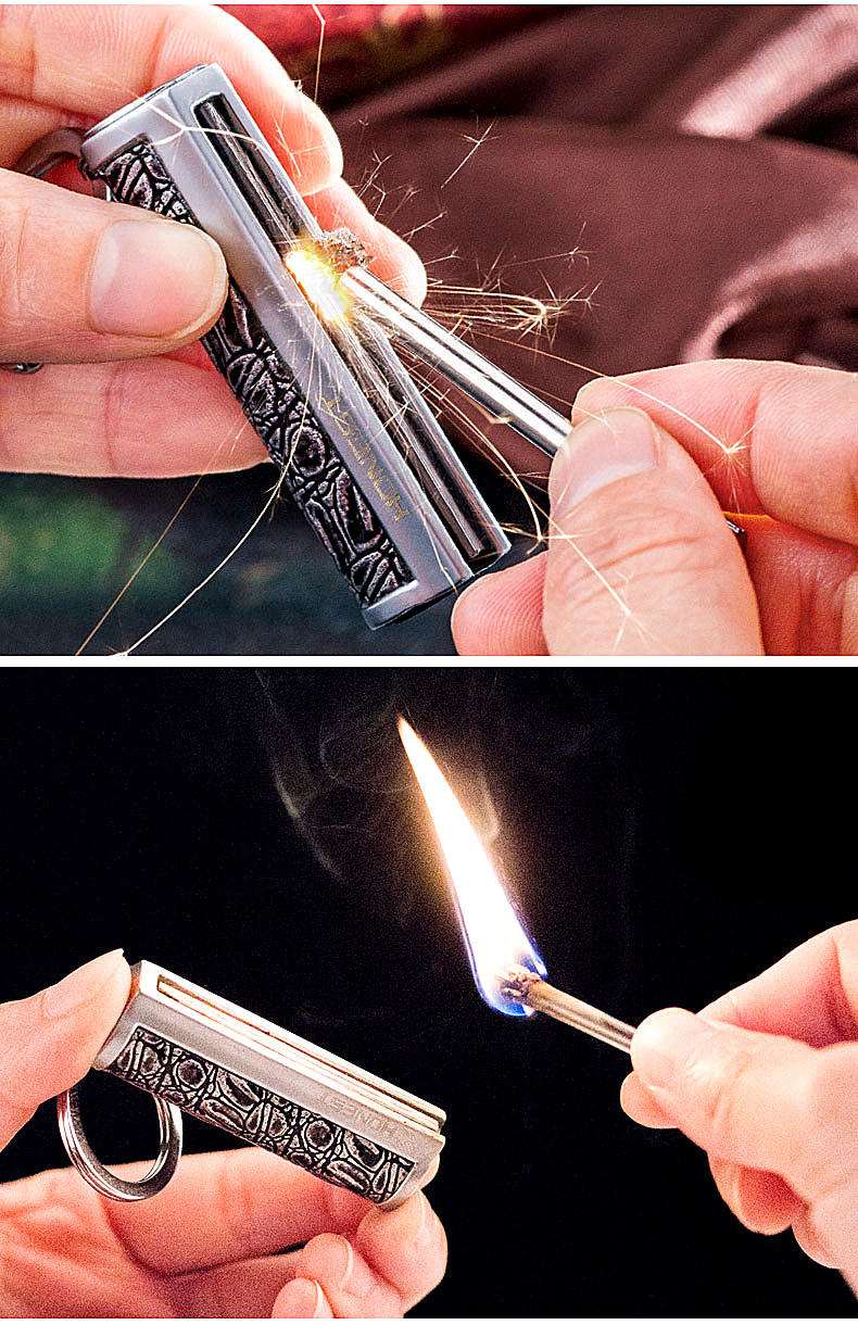 新升级应急防水火柴万次火柴打火机煤油户外便携创意奇特煤油火机钥匙