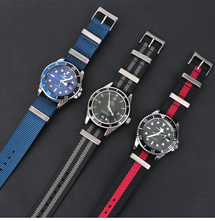 适用欧米茄海马300超霸尼龙帆布表带鬼王黑水鬼升级版大方圈黑灰橙