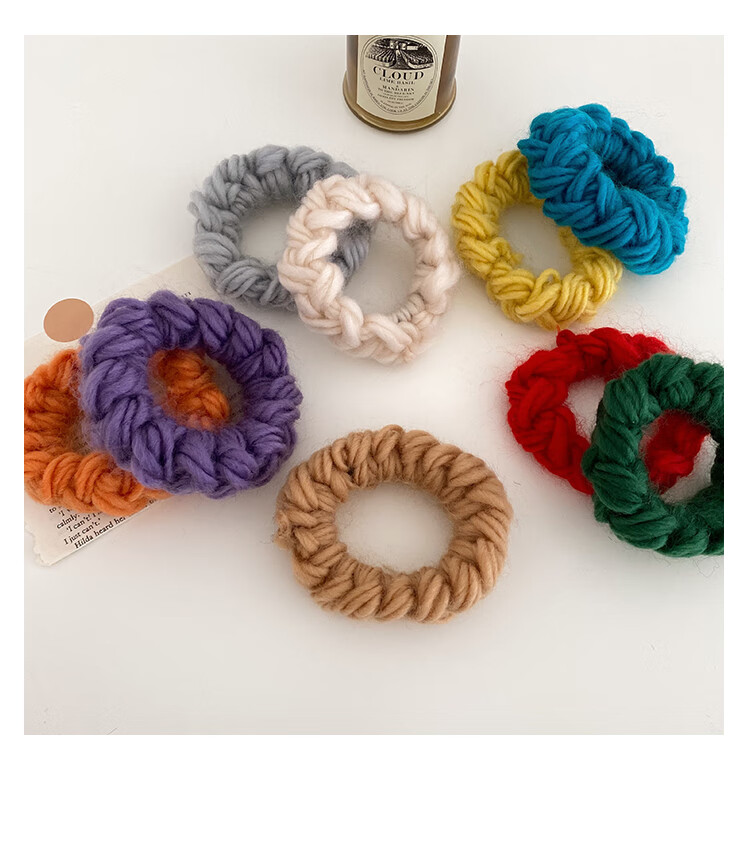 disiakalu棉花糖触感~手工编织发圈柔软粗毛线发绳温暖百搭少女头绳发