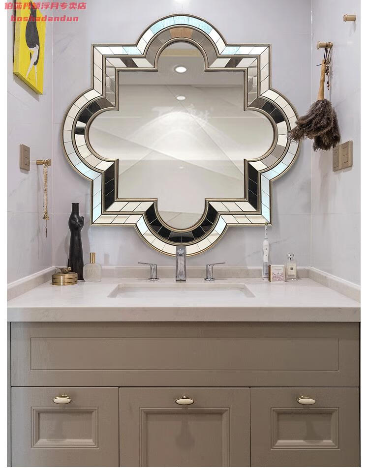 汇德能2022欧式装饰镜子美式客厅背景墙壁挂镜创意玄关壁炉艺术镜软