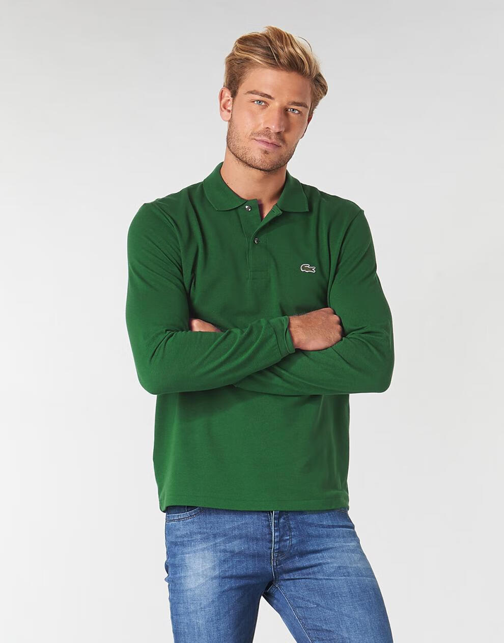 lacoste/法国鳄鱼男装 时尚商务长袖polo衫绿色春秋 l1312-132 绿色