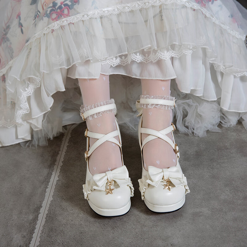 梅露露lolita鞋子猪腰子鞋大头鞋jk可爱高跟鞋花嫁lo洛丽塔小皮鞋