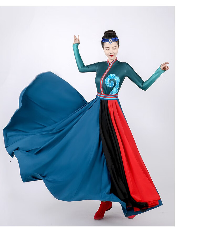 新疆维吾尔族舞大摆裙半身裙蒙古舞蹈服女民族演出服装古典现代表演