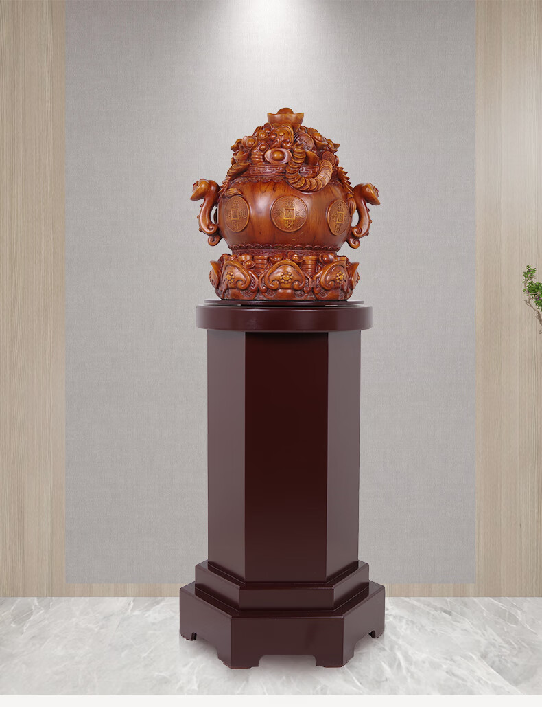 枳记家大号落地带送礼元宝大堂客厅财位摆设搬迁聚宝盆摆件大厅木底座