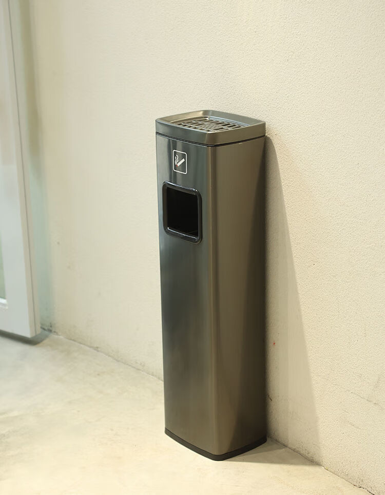 酒店大堂垃圾桶电梯口金属灭烟柱售楼部立式烟灰缸商用加高方形款三
