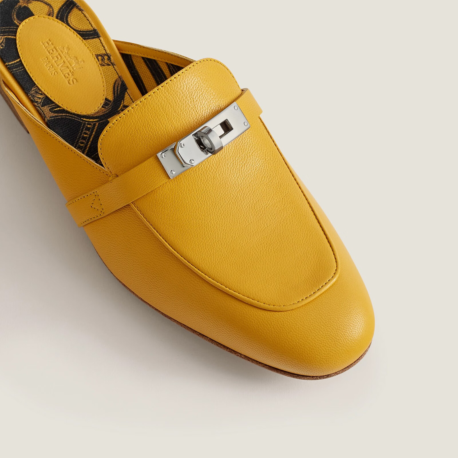 hermes爱马仕女士拖鞋乐福鞋平底鞋露脚鞋kelly扣经典流行 橙色 40