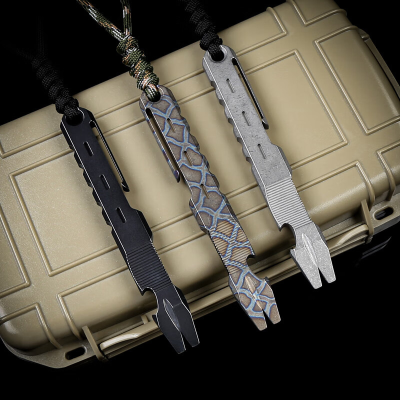 tc4钛合金撬棍撬棒户外求生存防身酷棍edc多功能工具开瓶器沧沧石洗