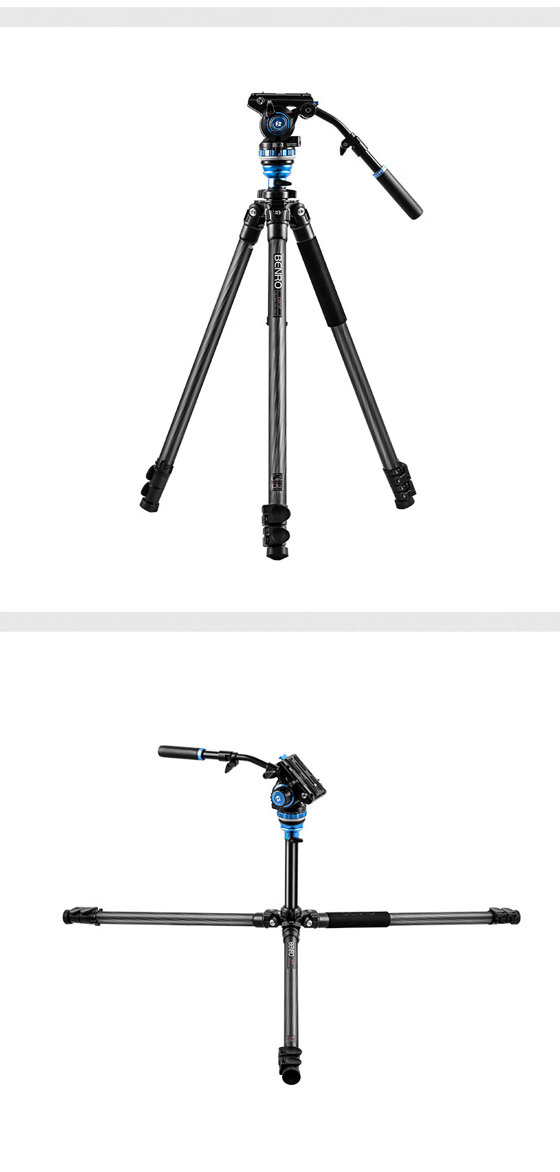 百诺c3573fs6n碳纤维液压云台摄像摄影两用三脚架相机三角架 c3573fs6