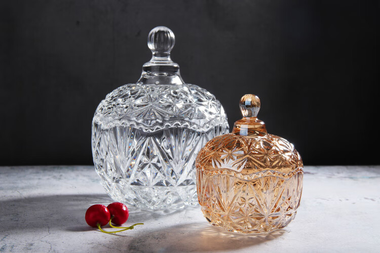 欧式水晶玻璃糖果盒水果创意简约喜糖礼品带盖收纳糖缸琉璃大蒙古送