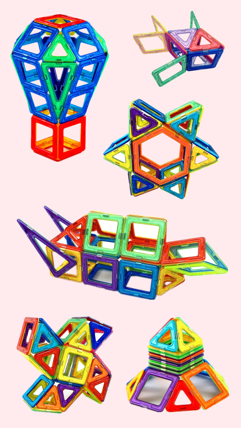 纯磁力片积木儿童吸铁石玩具磁性提拉36810周岁男女孩拼装加大强磁30