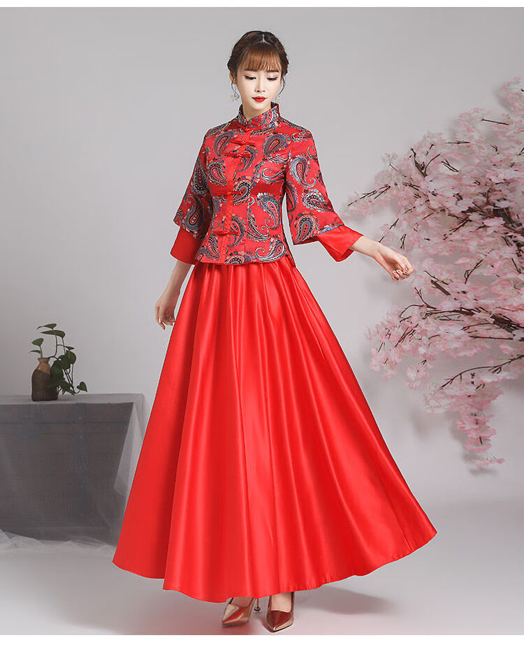 禾秀服中式伴娘服婚礼姐妹团女修身大码中国风喜娘聚会旗袍宴会结婚