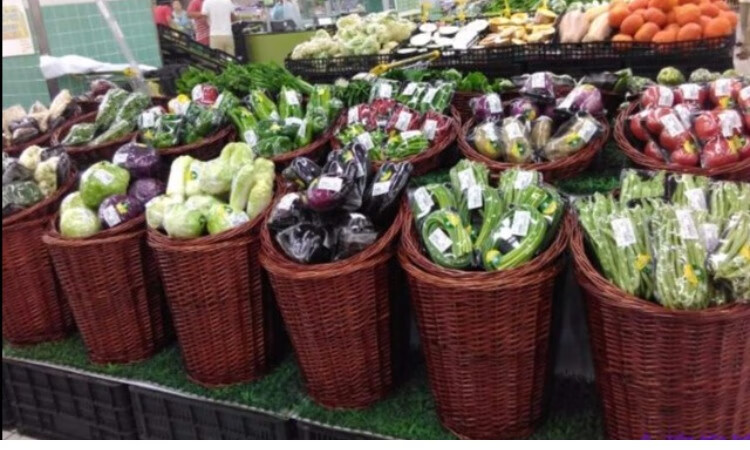 柳编水果堆头篮藤编水果盘超市果蔬陈列筐精美展示筐收纳筐水果篮 蜜