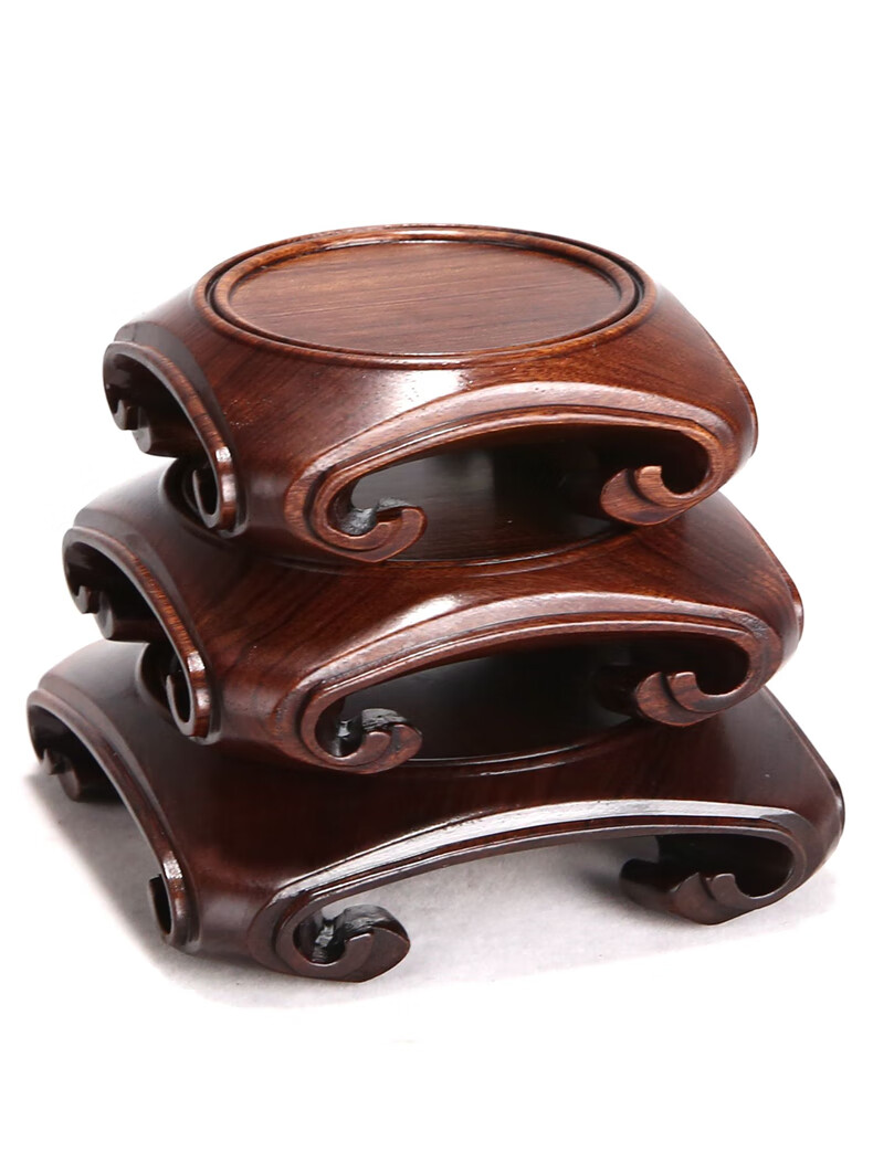 红木木雕红酸枝天圆地方底座红木整木微型盆景瓷器紫砂壶花瓶底座款式