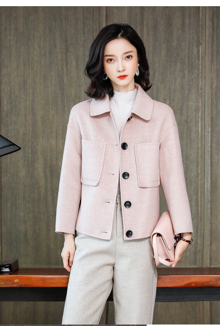 高端轻奢双面羊绒大衣女短款2020秋冬新款小香风修身韩版小个子呢子短
