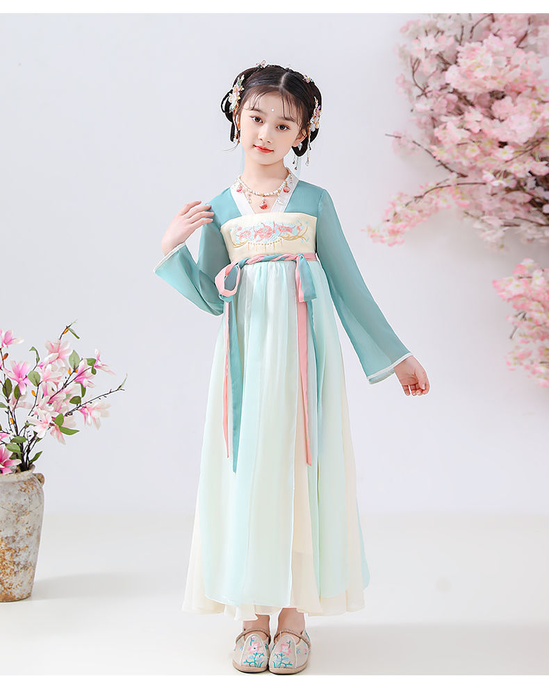 女生汉服小学生女童汉服夏季2022新款仙气古风连衣裙中国风儿童古装