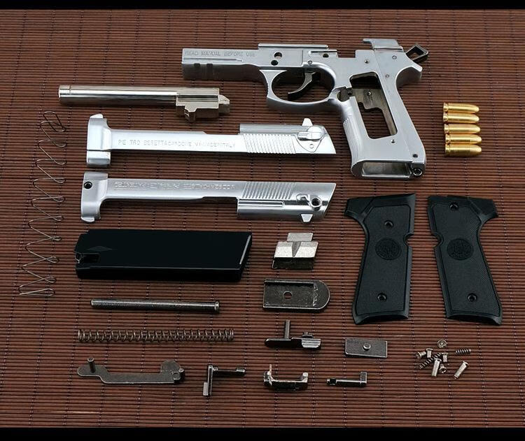 05抛壳伯莱塔m92a1玩具模型合金可拆不可发射 抛壳m92f银色 5发 吸塑