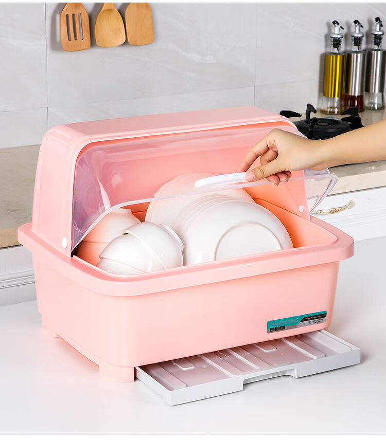 厨房碗柜塑料大号带盖沥水架放碗架置物架装碗箱碗碟架碗筷收纳盒半