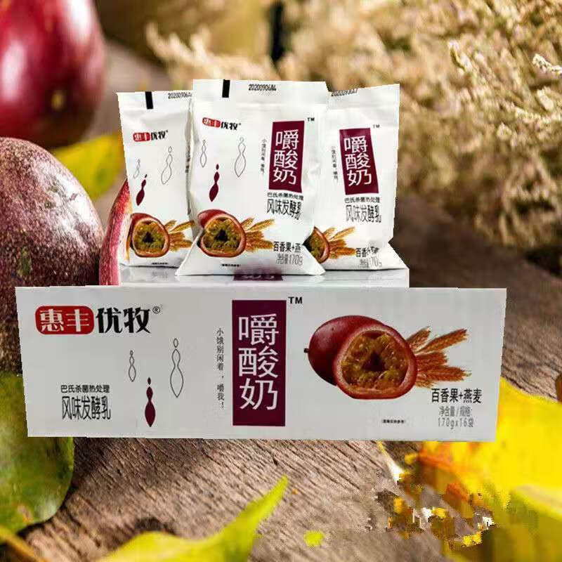 惠丰优牧嚼酸奶惠丰嚼酸奶混合口味白桃乌龙嚼果粒170g15袋