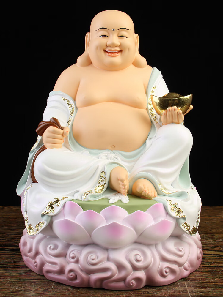 春风先生轻奢高端黄玉汉白玉石大肚弥勒佛笑佛佛像客