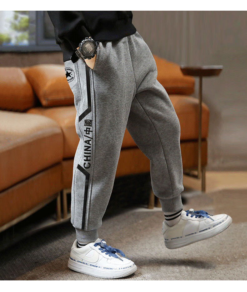 男童裤子春秋款2022年新款儿童中大童秋季洋气帅气外穿加绒运动裤