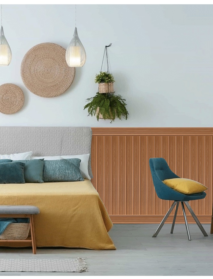 阳台吊顶生态板生态木墙裙护墙板绿可木背景墙白色双75浮雕木纹装饰