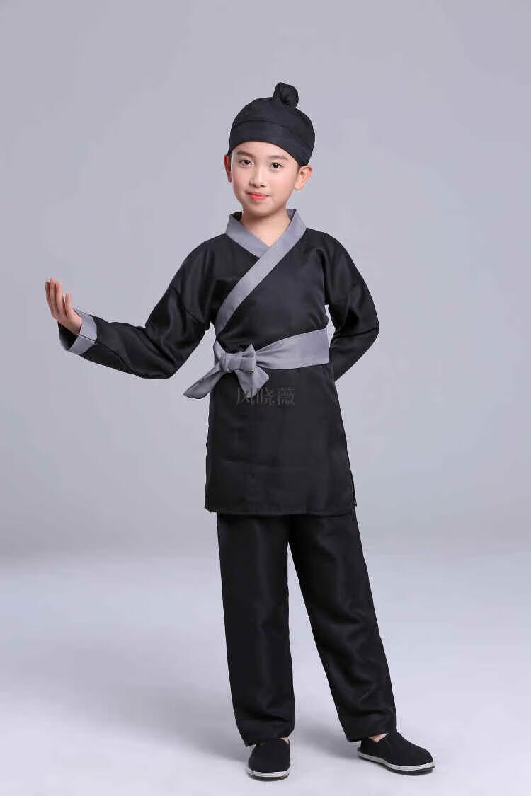【新品优选】店小二服装儿童古装汉服男童男孩小孩古代农民仆人小偷