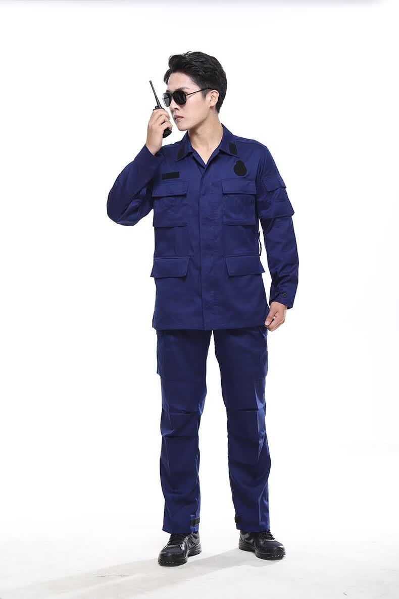 新款夏季19火焰蓝作训服套装男指挥员冬季蓝色迷彩服救援作训服工作服