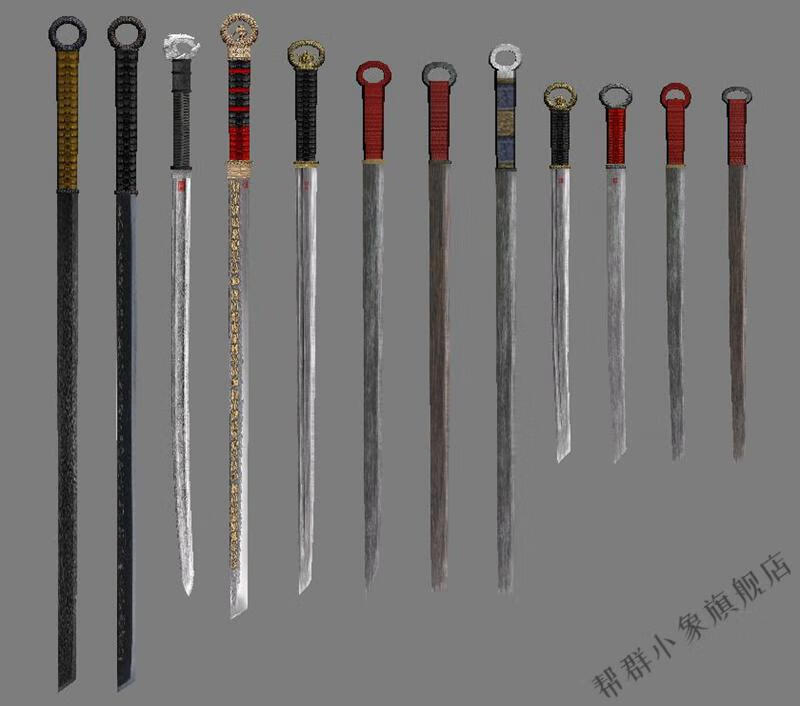 短柄刀剑微缩1比6汉环首刀唐l横刀黄铜装具不锈钢柄
