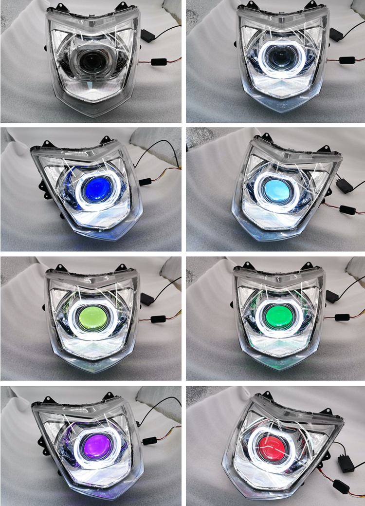 适用于劲战三代目摩托电动车大灯总成改装q5海5led透镜天使眼四代目