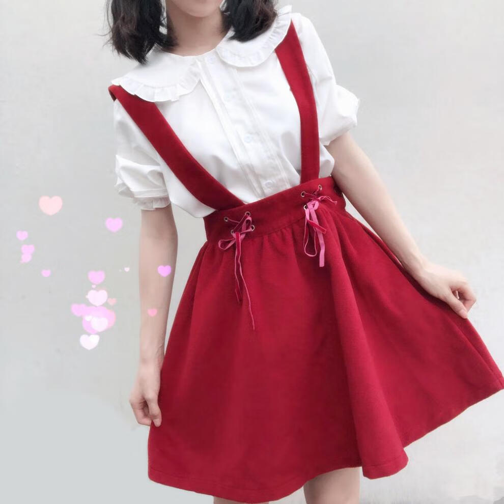 春夏lolita洛丽塔内搭少女灯笼袖娃娃领衬衫jk日系短袖学生制服白色