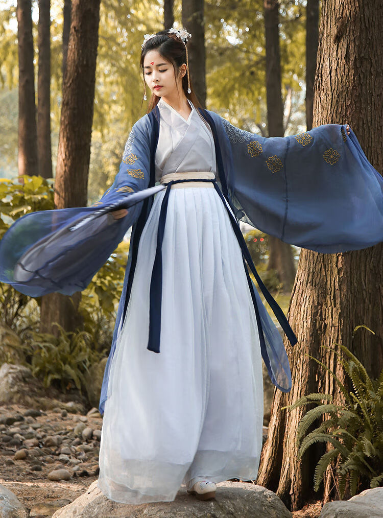 maycaur 汉服衣服套装女学生齐胸齐腰九尾古装长款凤栖汉服便宜仙女裙