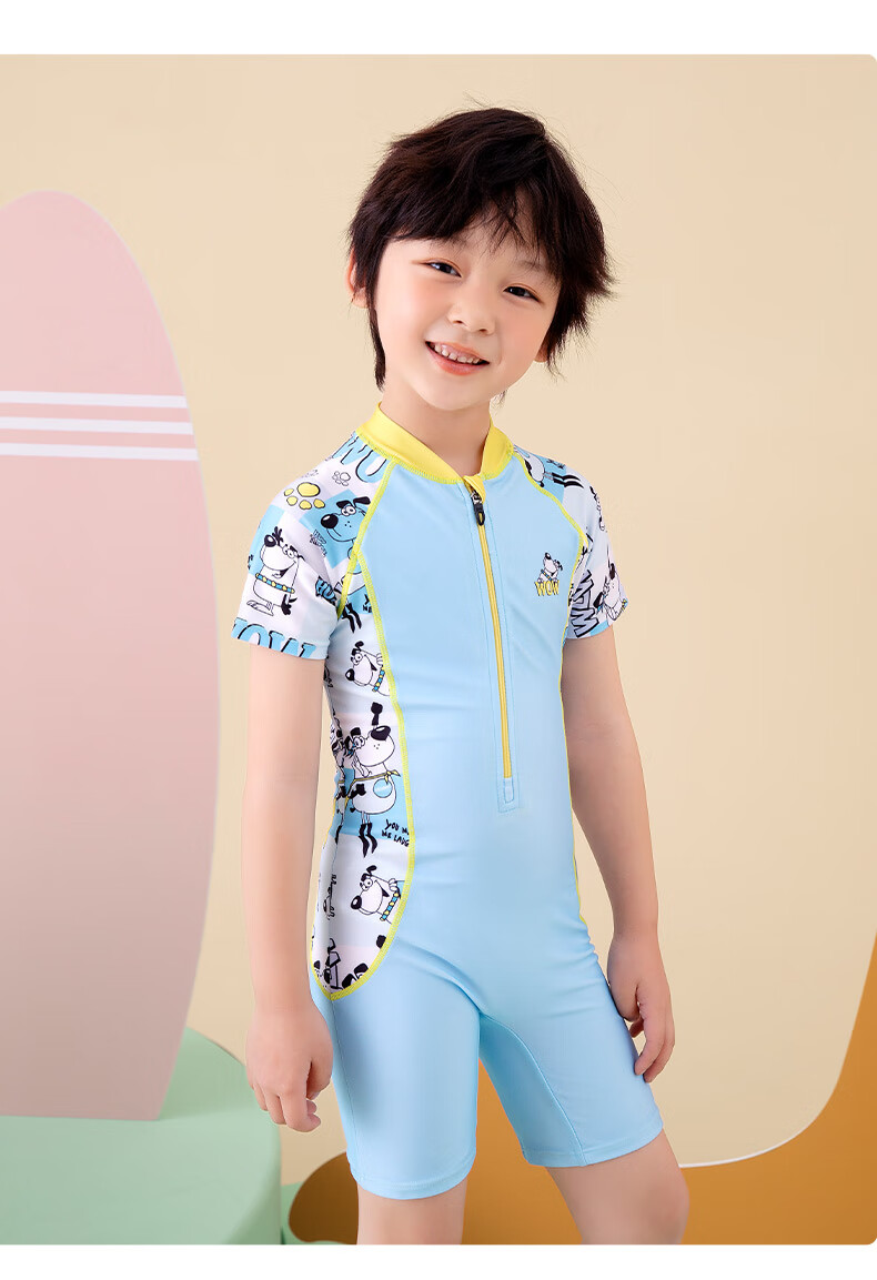 361度儿童泳衣男童泳衣中大童新款男童连体泳衣男孩游泳衣蓝色10码