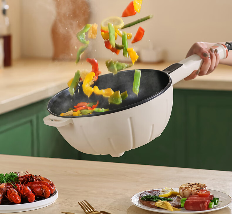 左铝 一体式多功能家用电炒菜炒锅不粘锅电火锅大功率电煮锅电锅 智能