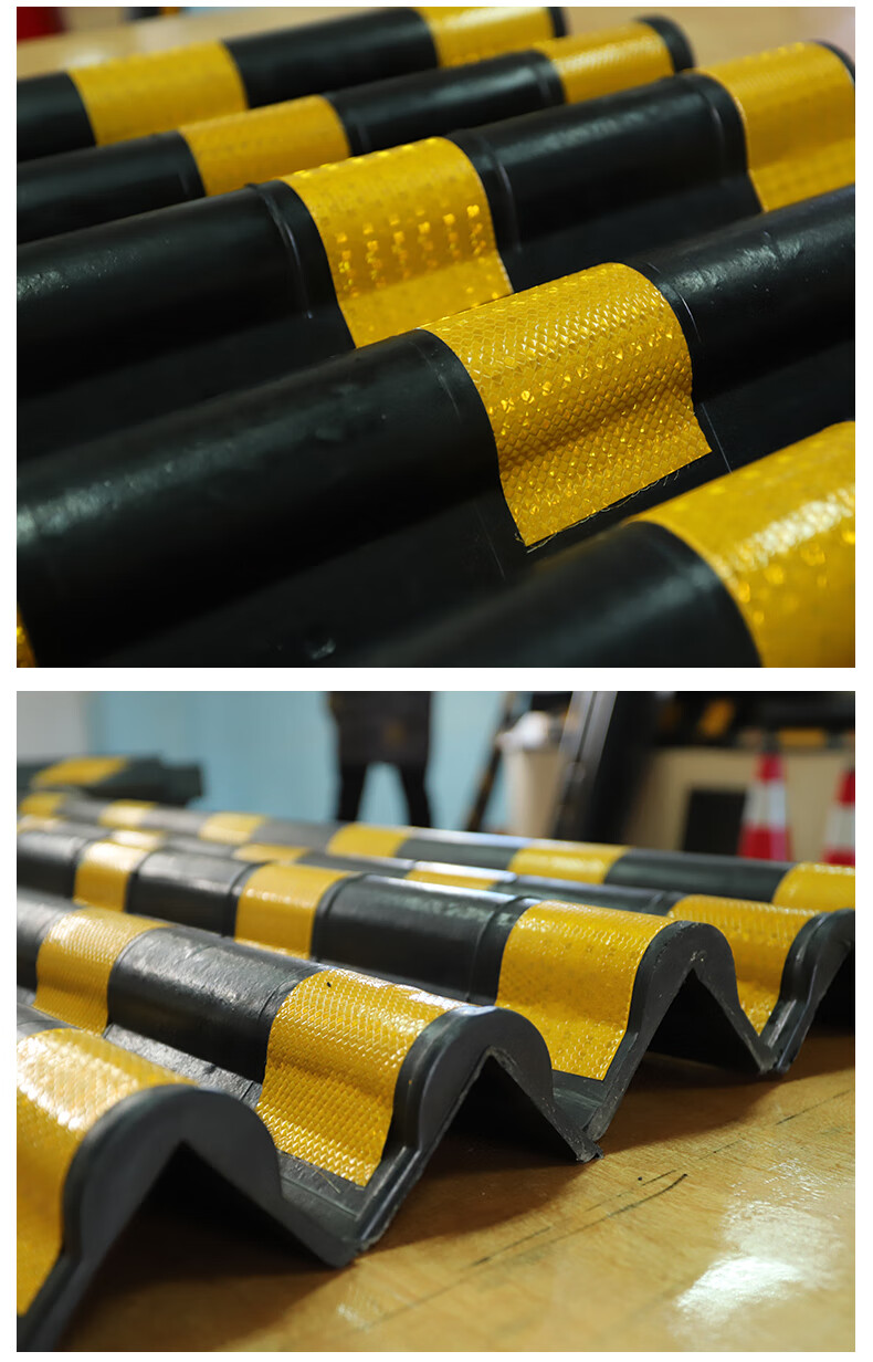 黑黄护角条车库柱子橡胶防撞条墙角半圆防刮防蹭条防护条停车场软直角