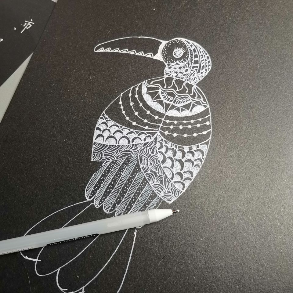 黑卡纸白色的笔绘画高光笔美术勾线笔白色书法练字笔 hc白色高光笔3支