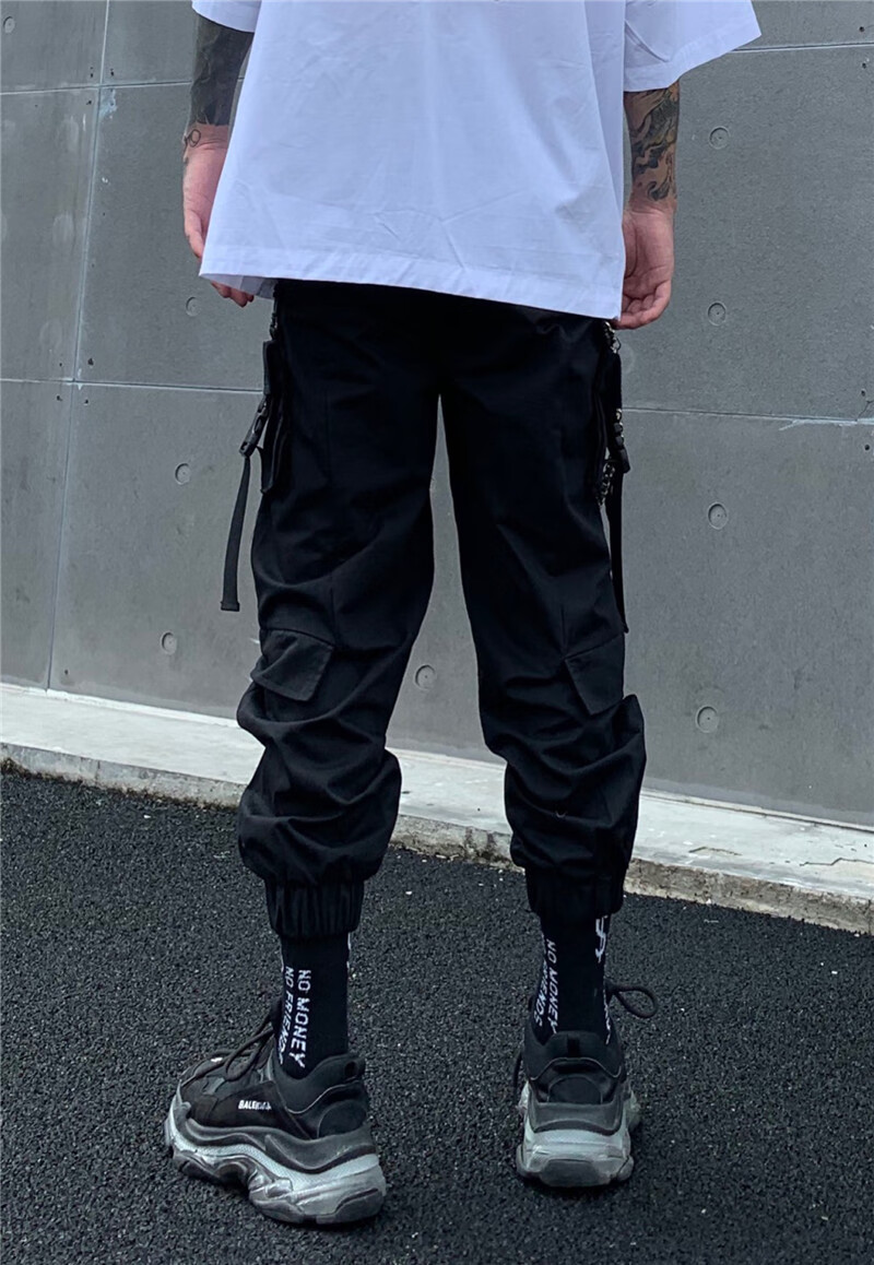 同款恒源祥夏季暗黑系赛博朋克男装季国宽松嘻哈裤子男生多口袋束脚裤