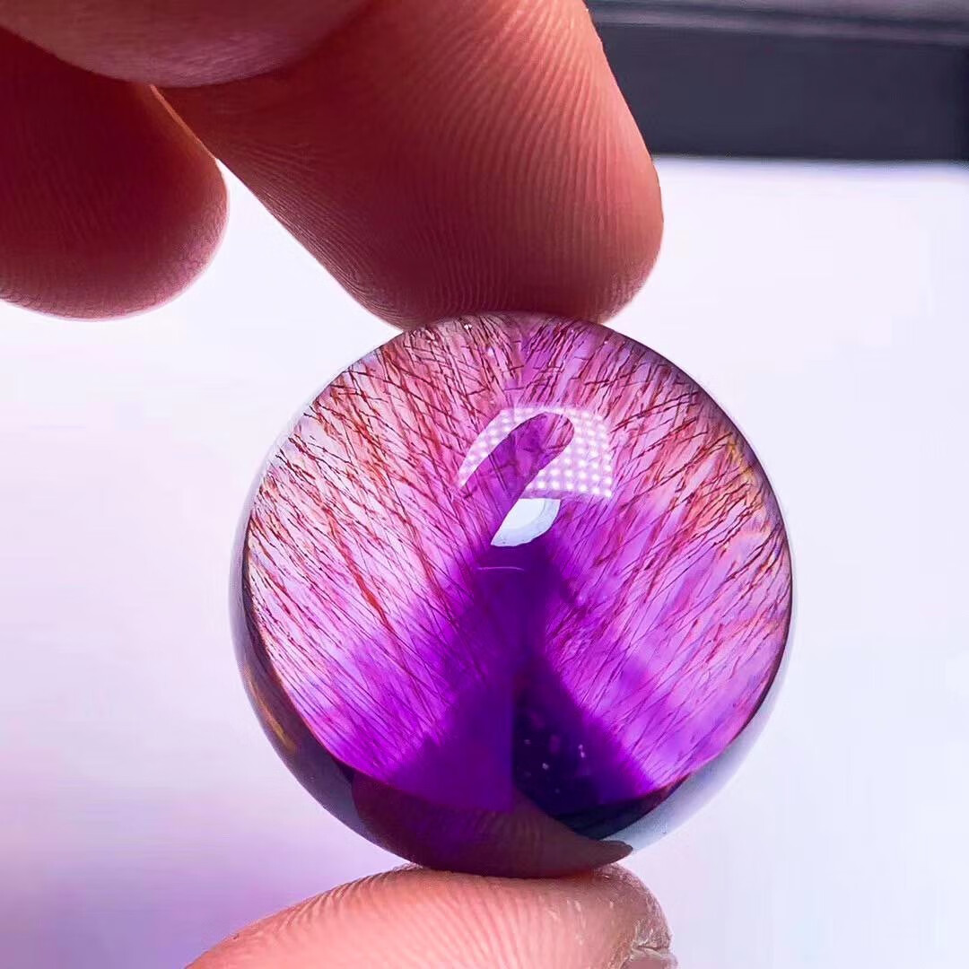 巧俪珠宝紫发晶散珠超七三轮骨干单珠金草莓晶diy多宝手链配饰无孔