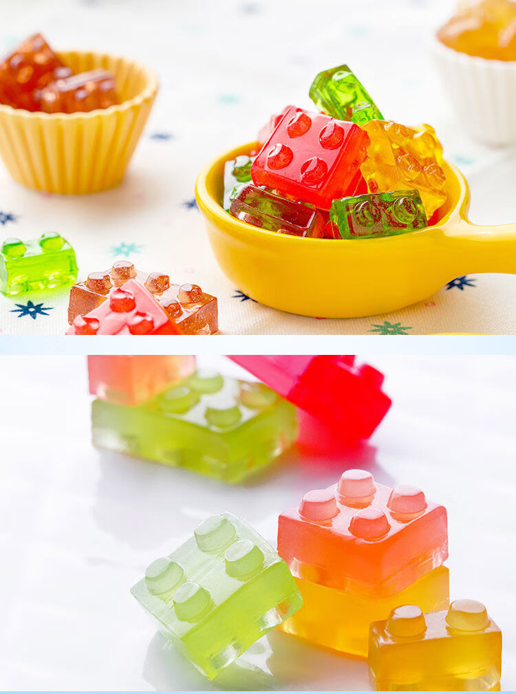 抖音同款年货节4乐高积木软糖水果多口味选儿童趣味糖果休闲零食品72g