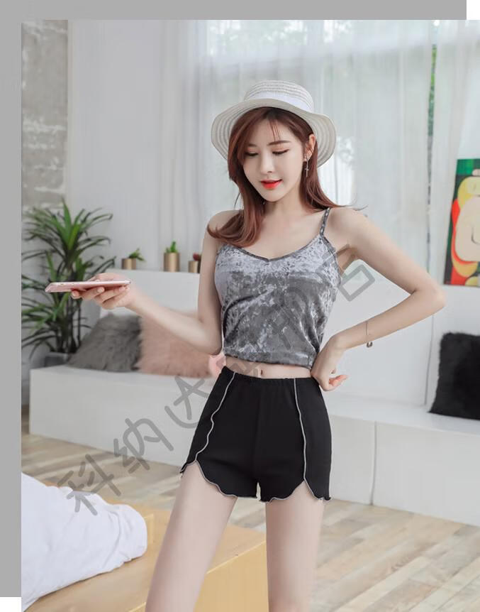 打野衣服情趣夏新款三分安全打底裤老公老婆户外免脱打野裤情侣约会