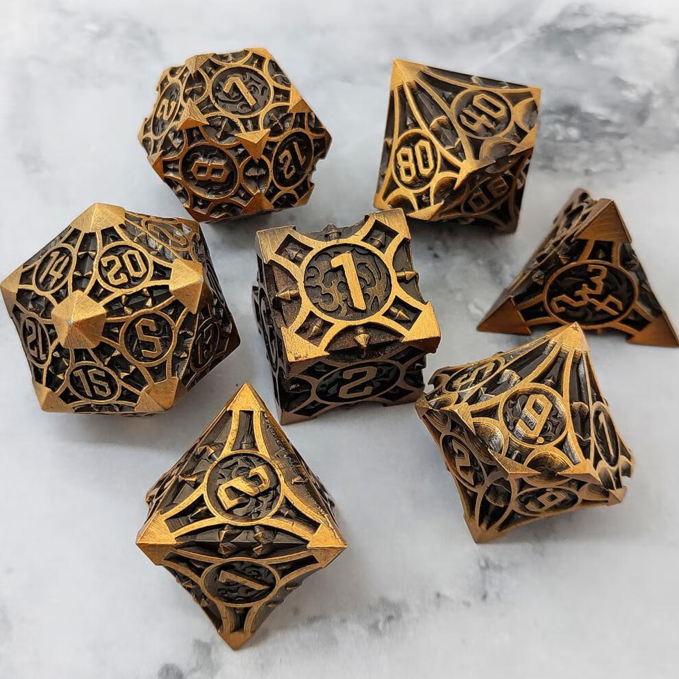 金属跑团骰子coc克苏鲁dnd龙与地下城多面rpg色子d20桌游数字游戏黑