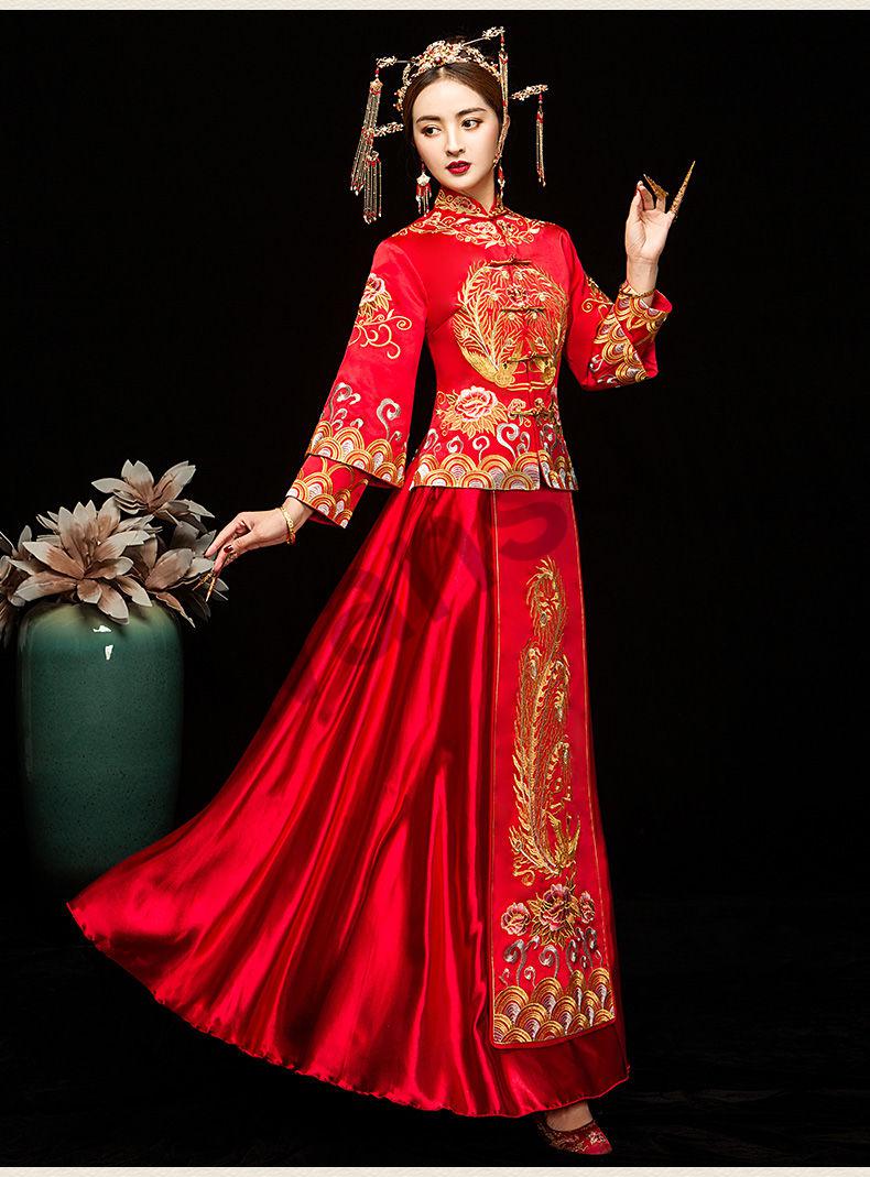 晚苏秀禾服新娘新款龙凤褂中式婚纱古装嫁衣秀和敬酒礼服结婚101简约