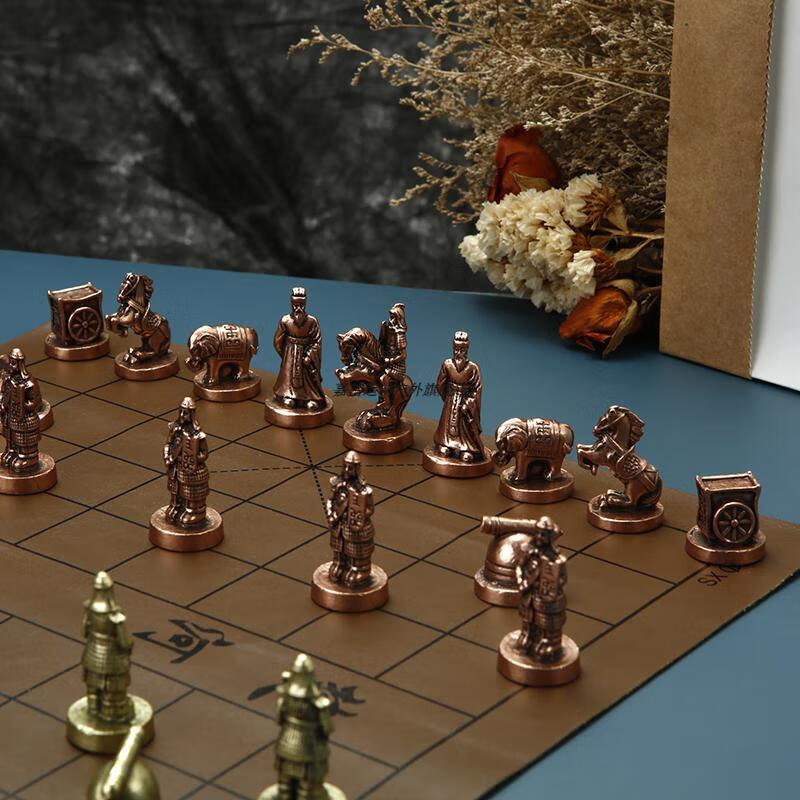 复古立体中国象棋金属复古金属3d立体人物兵马俑象棋中国象棋套装学生