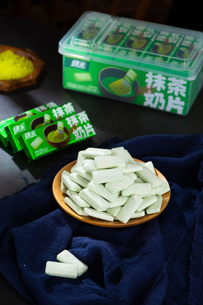 绿白抹茶味奶片原味干吃牛奶片网红小零食散装 原味奶片4条(一条12颗