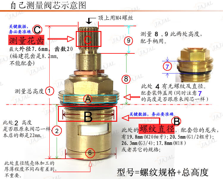 朗和聚水龙头阀芯铜配件快开式陶瓷片混水阀芯双把冷热水龙头全铜阀芯