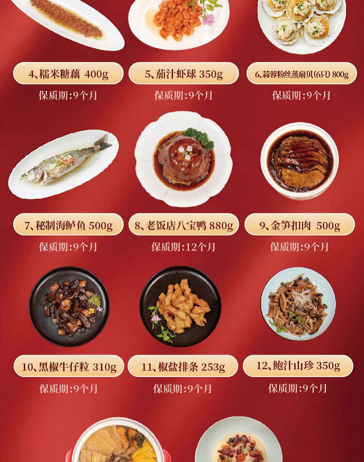 年夜饭礼品卡老城隍庙中华上海老饭店半成品菜家宴年货礼盒14道菜品