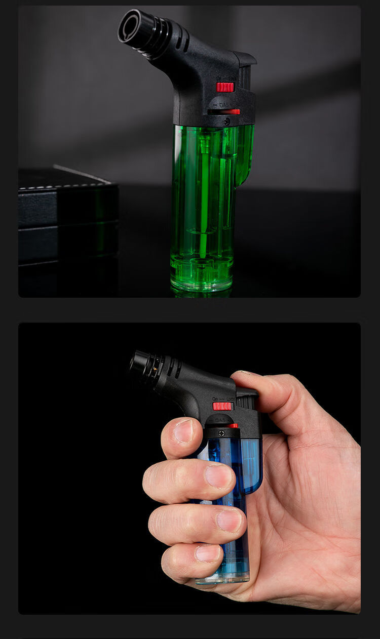 防风打火机气体直冲焊枪雪茄香薰点火器充气艾灸点火枪点火绿色两支