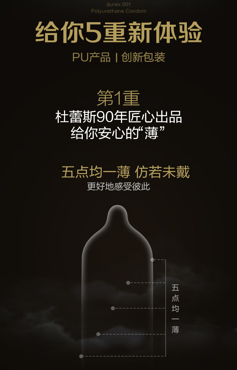 杜蕾斯durex001聚氨酯避孕套男用001mm安全套非乳胶保险套夫妻房事裸