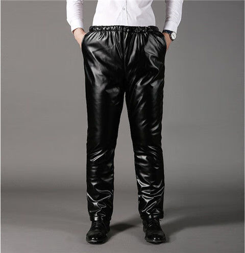 锋承皮裤男加绒加厚男士皮棉裤秋冬季直筒仿风仿寒放油摩托车pu裤wfh