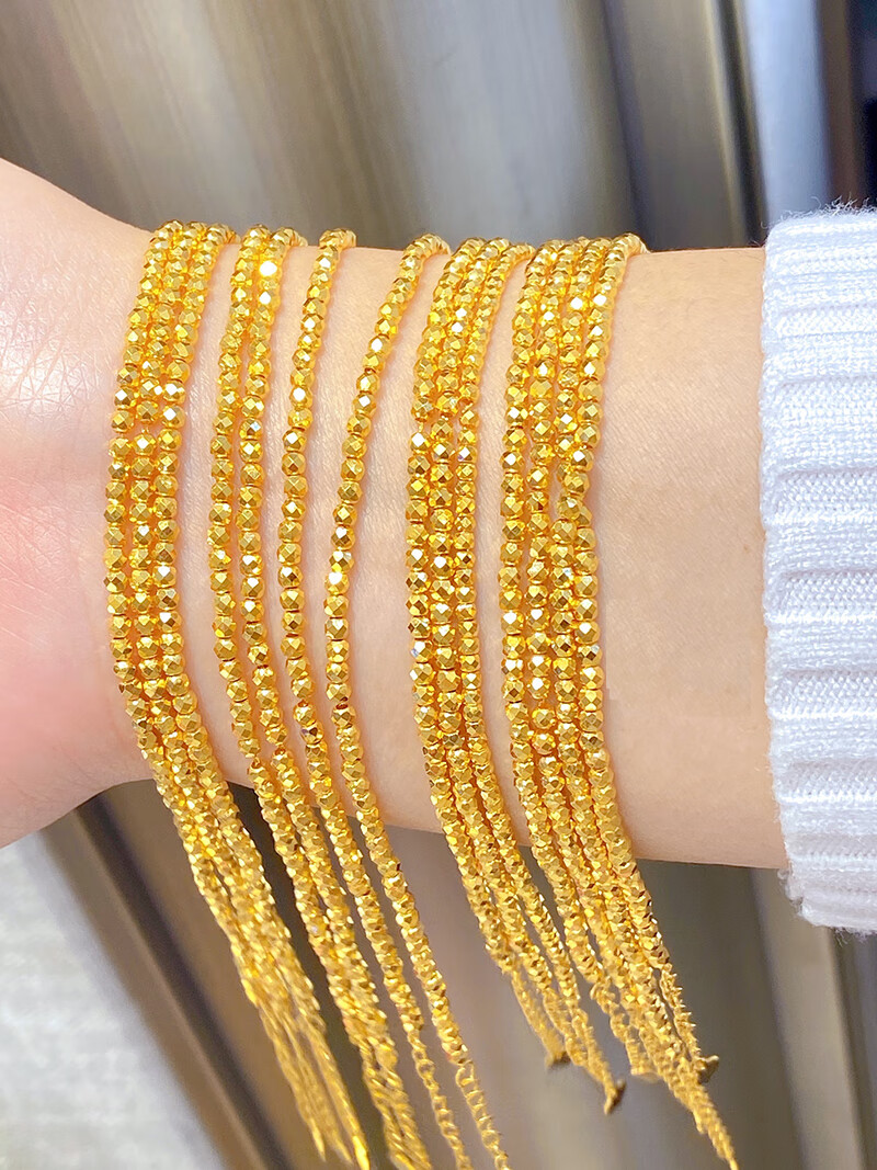 老凤凰5g黄金手链女999足金蹦迪镭射时尚爆闪手镯方形珠珠可调节链子