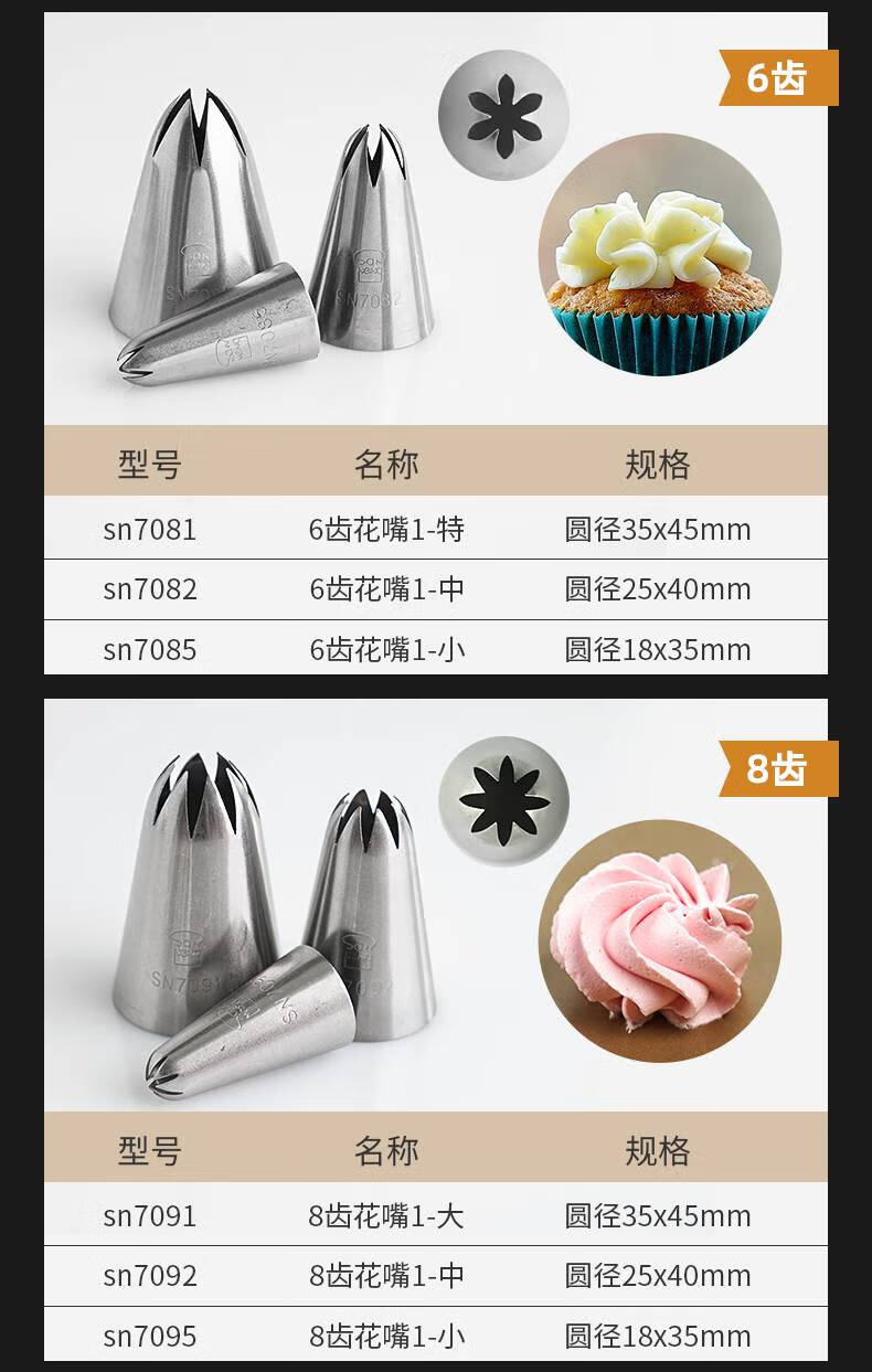 三能裱花嘴三能裱花嘴套装家用单个曲奇泡芙挤奶油花嘴蛋糕裱花用烘焙